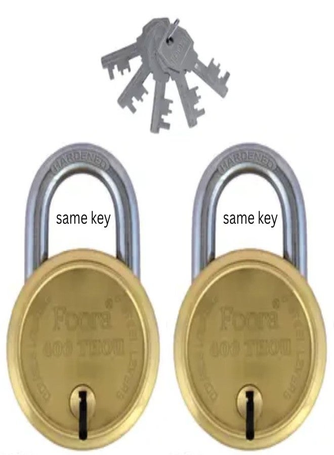Foora 400 Thou,Same Key Lock,Double Locking, Hardened Shackle,Gold Padlock,Finish, Size 65mm, 2 Lock,Open,Single Key - Image 1